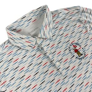US Open Polo Shirt Mens L White‎ Blue Red 124th Pinehurst Diamond Pattern Golf